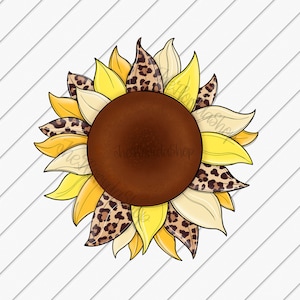 Leopard Yellow Sunflower Png Sublimation Design, Sunflower Png, Leopard Png, Yellow Png, Western Sunflower Png, DTG Files