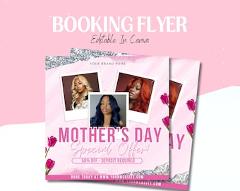 Flyer Moederdagsalon: speciale prijzen, socialmediasjabloon (canvasjabloon)