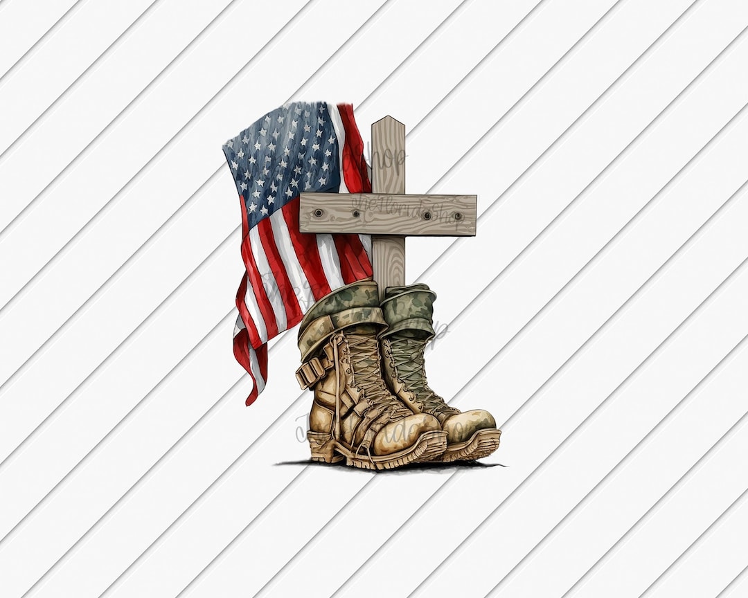 USA Veteran Memorial Cross Png, American Flag Png, Sublimation Design ...