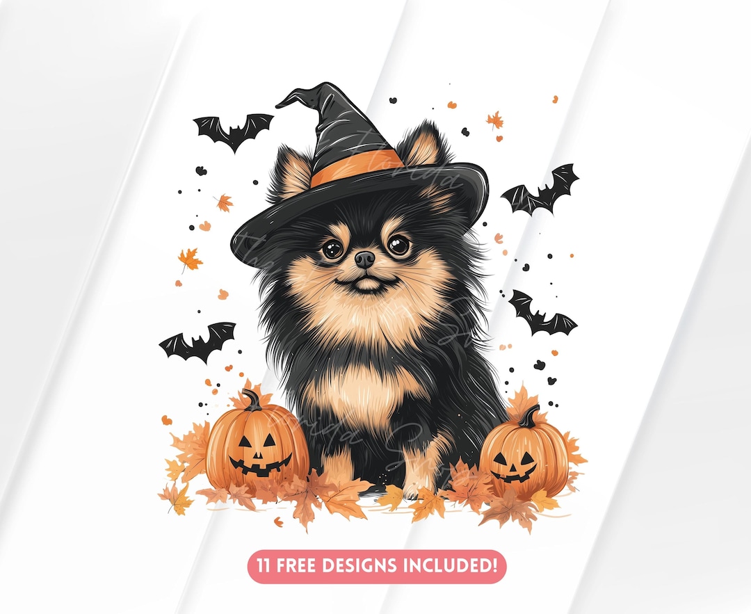 Halloween Pomeranian PNG: Witch Dog Clipart (digital Download) - Etsy
