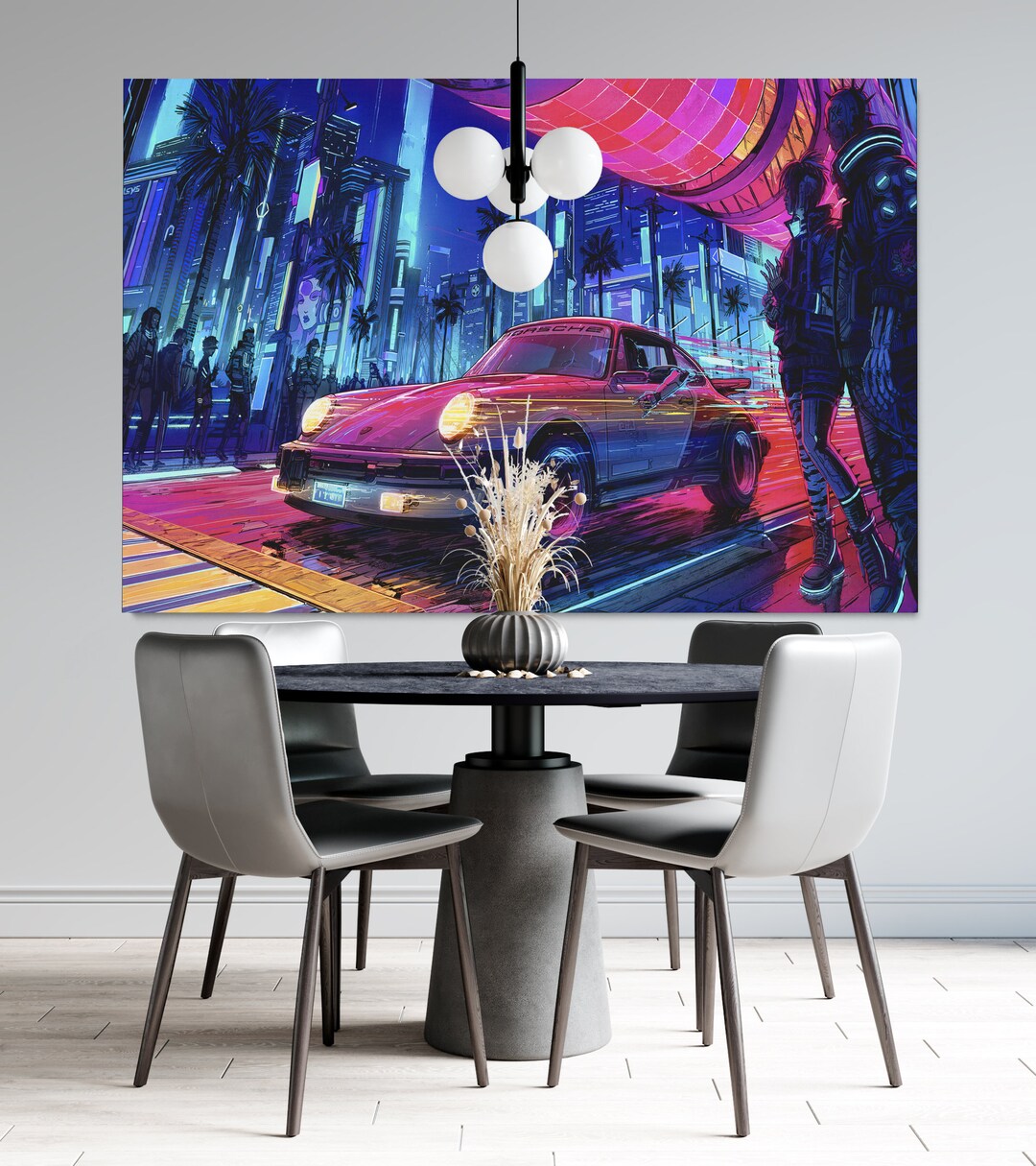 Cyberpunk Night City Porsche Wall Art, Cyberpunk Aesthetic Wall Art ...