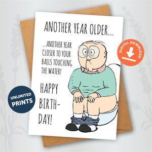 Funny DIGITAL birthday card Old man joke Download and Print at Home zdjęcie 1