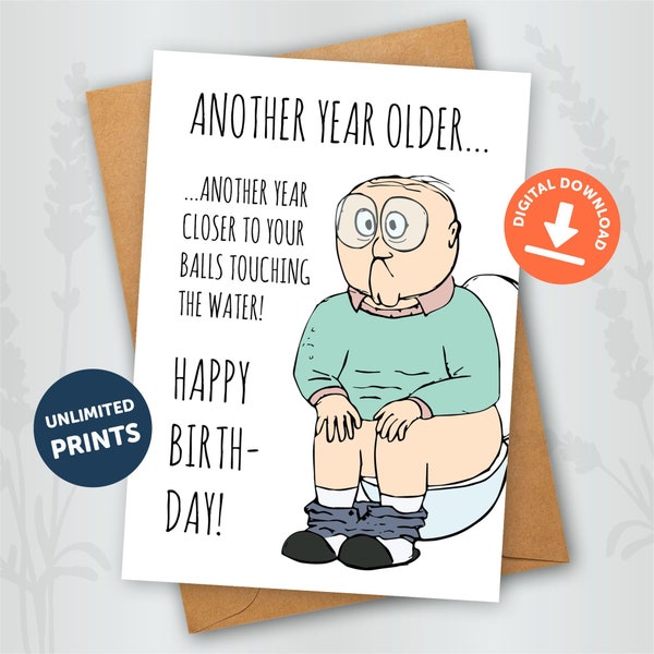 Funny DIGITAL birthday card | Old man joke | Download and Print at Home