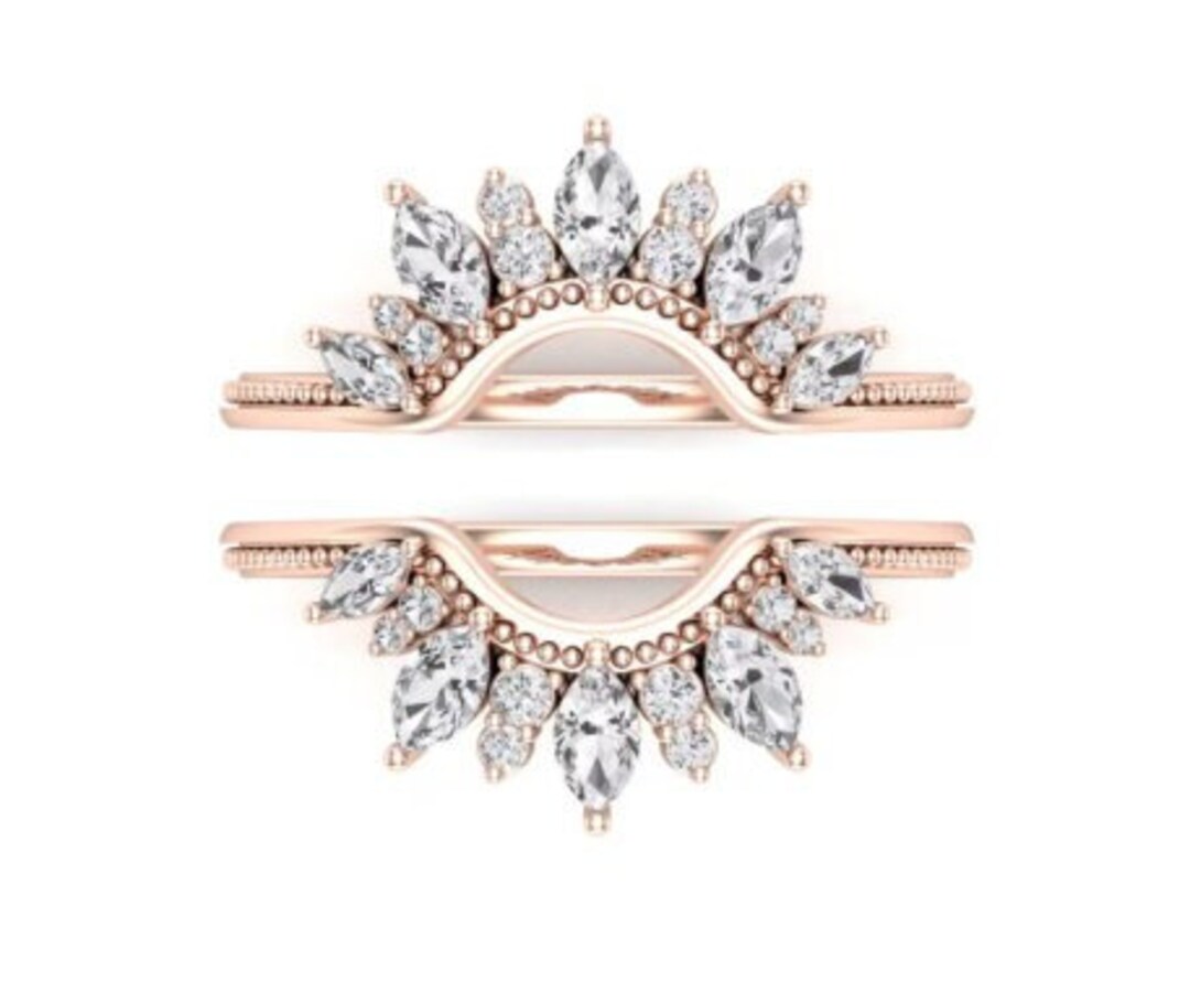 Crown Enhancer Wedding Ring Jacket 2 Ct Marquise Cut Diamond Etsy