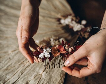 Floral Bridal Comb – Dried & Preserved Flowers – Custom Boho Hair Accessory