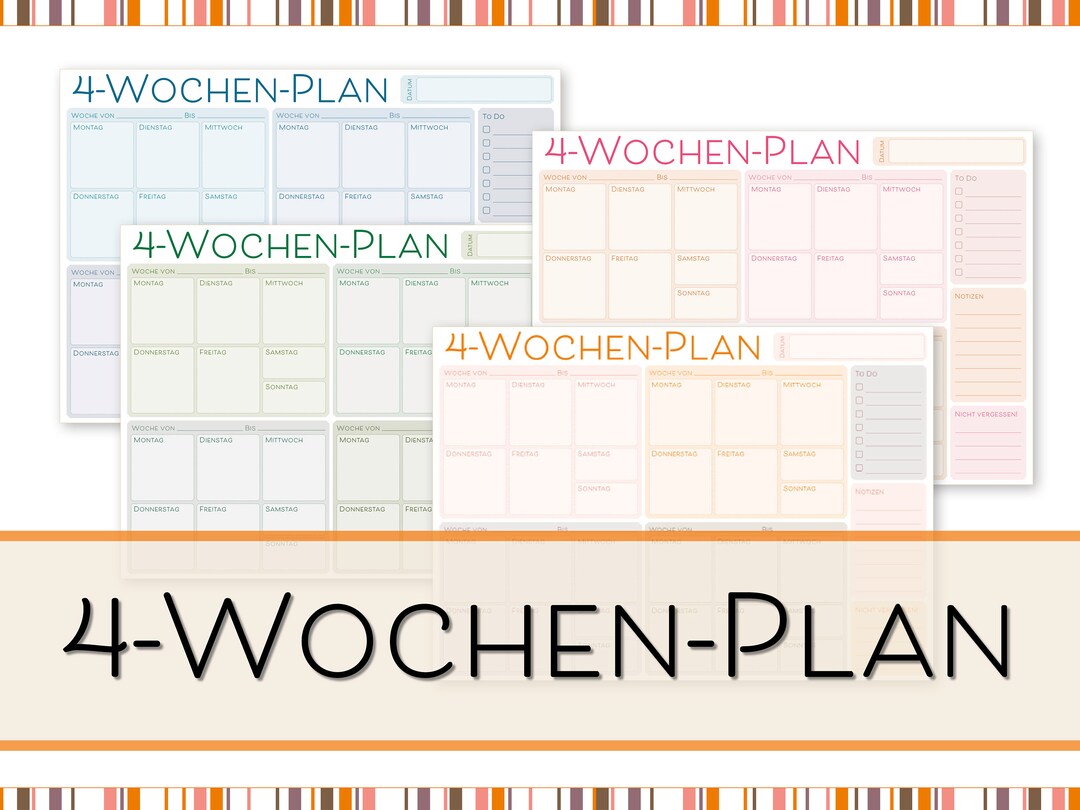 4-week Plan | Task Plan | Weekly Planner | Printable and Fillable PDF ...