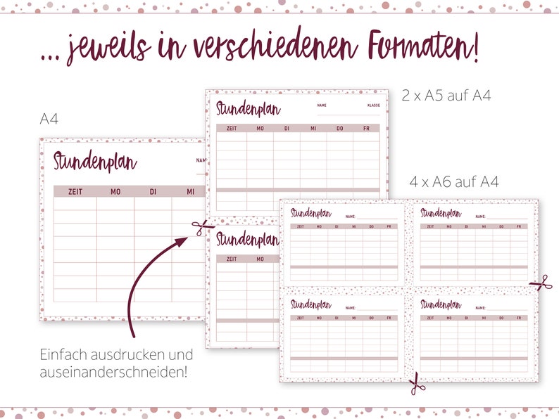Stundenplan | A4 A5 A6 | PDF zum Ausdrucken, Ausfüllen | Schulplaner