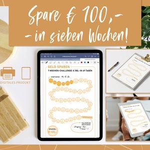 100 Euro Savings Challenge | Save Money | Savings Tracker | A4 Printable PDF | 7-Week Challenge | A5/A6 Budget Planner