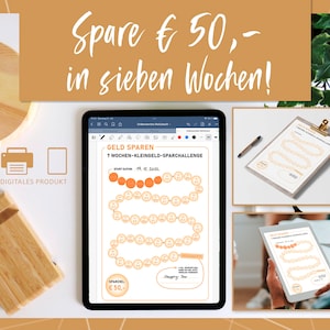 Small Change Savings Challenge | Save 50 Euros | Savings Tracker | A4 Printable PDF | 7-Week Challenge | A5/A6 Budget Planner