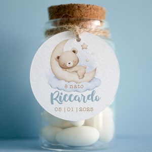 Tag orsetti per bomboniere Battesimo, orsetto che dorme bambino, tag orsetto bambina, Tag nascita bimbo teddy bear