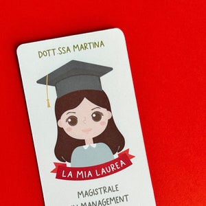 Segnalibro Laurea con ritratto personalizzato, segnaposto tavola laurea, bomboniera laurea, segnalibro diploma
