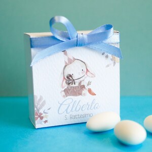 Scatolina coniglietto Battesimo personalizzata in pvc, bomboniera nascita, regalo ospiti battesimo, festa di compleanno
