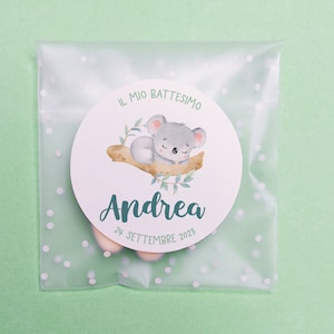 Bustine confetti battesimo con koala, adesivo personalizzato, bomboniera nascita bambina rosa, bomboniera DIY fai da te, regalo ospiti