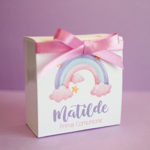 Scatolina Prima Comunione personalizzata in pvc, bomboniera nascita, regalo ospiti battesimo, festa di compleanno