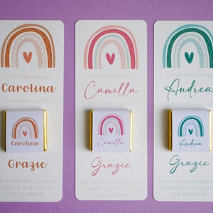 Baptism chocolate with rainbow, rainbow place card, Communion table place card, Confirmation bookmark, boho style gift
