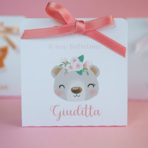 Scatolina battesimo, scatolina porta confetti nascita, bomboniera battesimo bambina animali del bosco