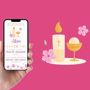 Invito WhatsApp Prima Comunione bambina, invito Cresima bambino, invito digitale e-mail e per tutti i social