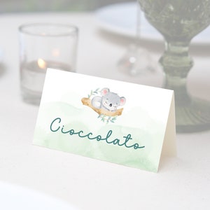 File digitale - Set 4 segnagusti confettata Battesimo bambino, segna gusti battesimo bambina con koala, kit battesimo bimbi
