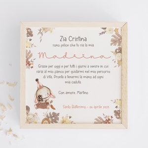 Digital file for Baptism picture, boho style Godmother and Godfather favor gift with bunny