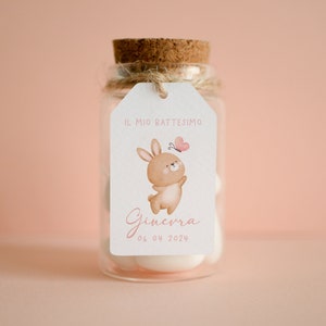 Mini Tag rettangolari Battesimo bambino con animali del bosco, segnaposto elefantino, segnaposto Comunione panda, tag Cresima coniglietto