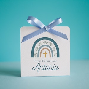 Scatolina Prima Comunione arcobaleno, Comunione bambina, scatolina porta confetti Cresima, bomboniera Battesimo bambino con arcobaleno