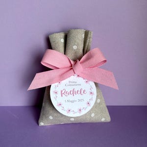 Tag tondi floreali sakura bambina per Battesimo, Prima Comunione, Santo Battesimo, tag Cresima fiori di ciliegio