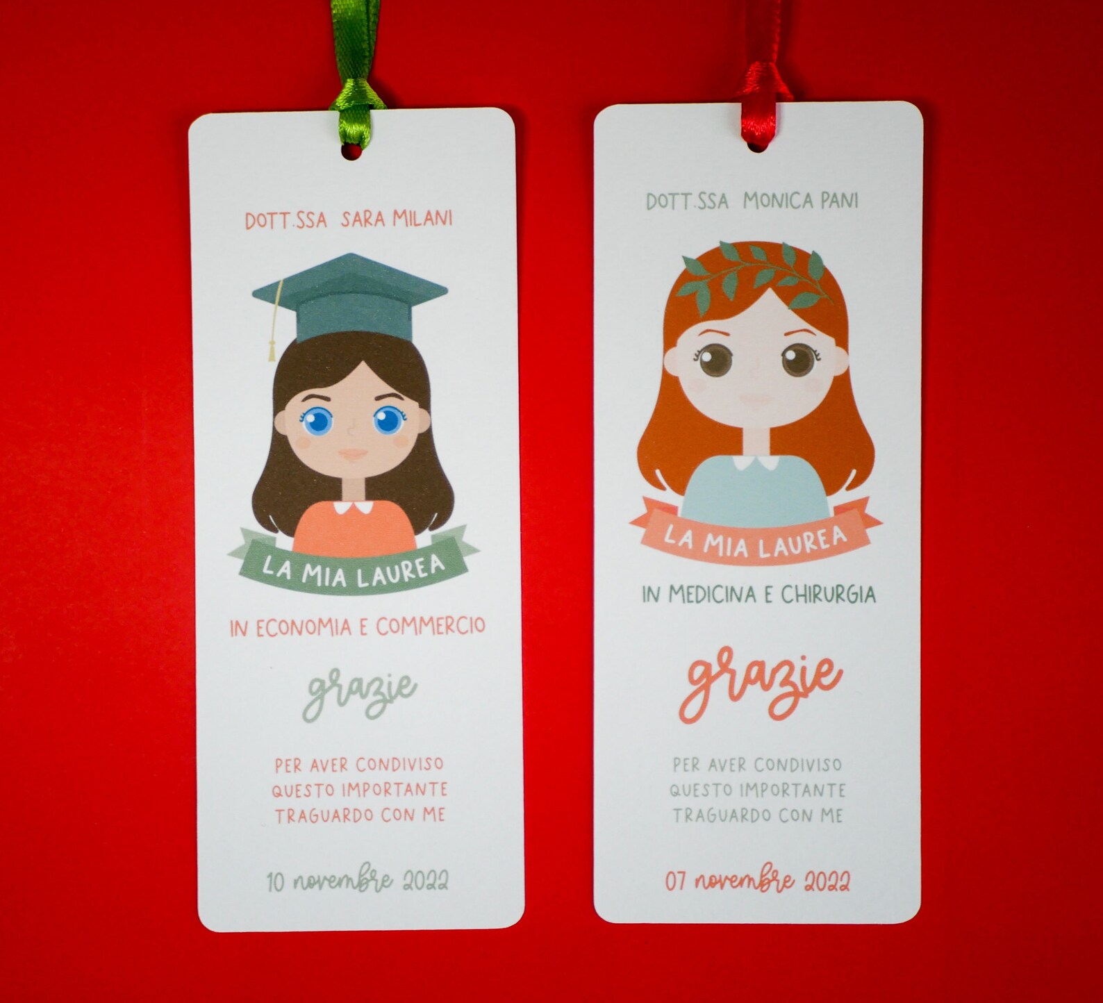 Segnaposto E Segnalibri Per Laurea | 50 Pezzi Con Nastro Rosso | Personalizzabili Per Bomboniere E Decorazioni - Foto 10