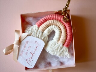 Set Regalo Per Testimone Di Nozze | Portachiavi Arcobaleno Con Biglietto Invito E Busta | Idea Originale Per Proclamazione E Matrimonio