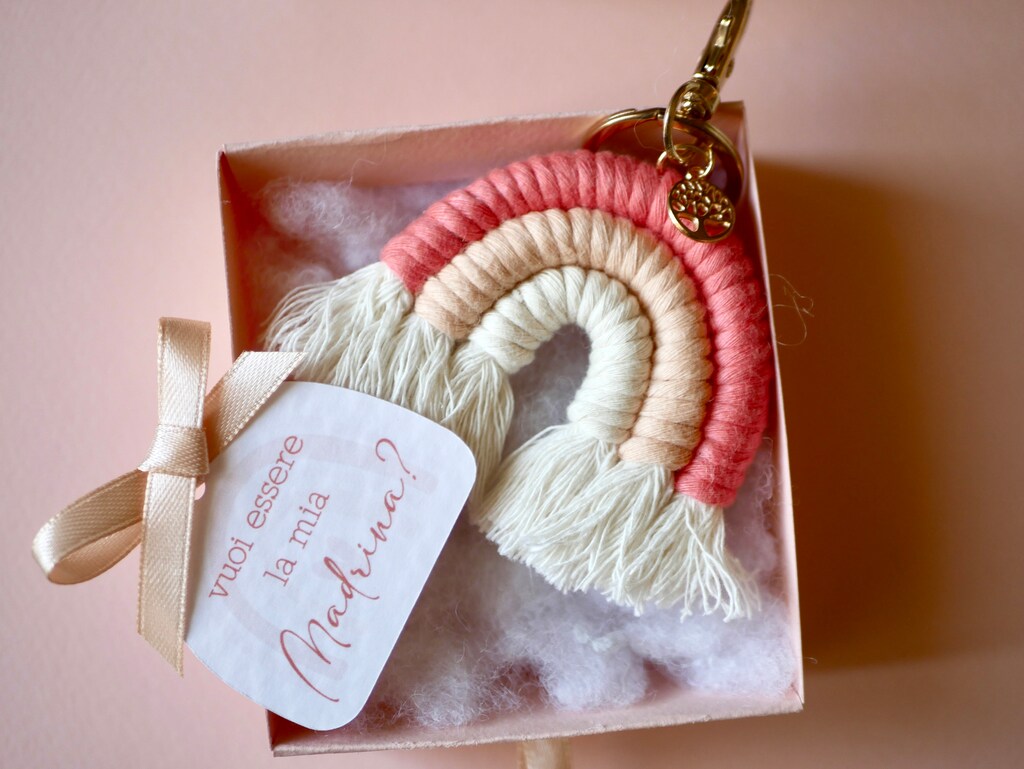 Set Regalo Per Testimone Di Nozze | Portachiavi Arcobaleno Con Biglietto Invito E Busta | Idea Originale Per Proclamazione E Matrimonio