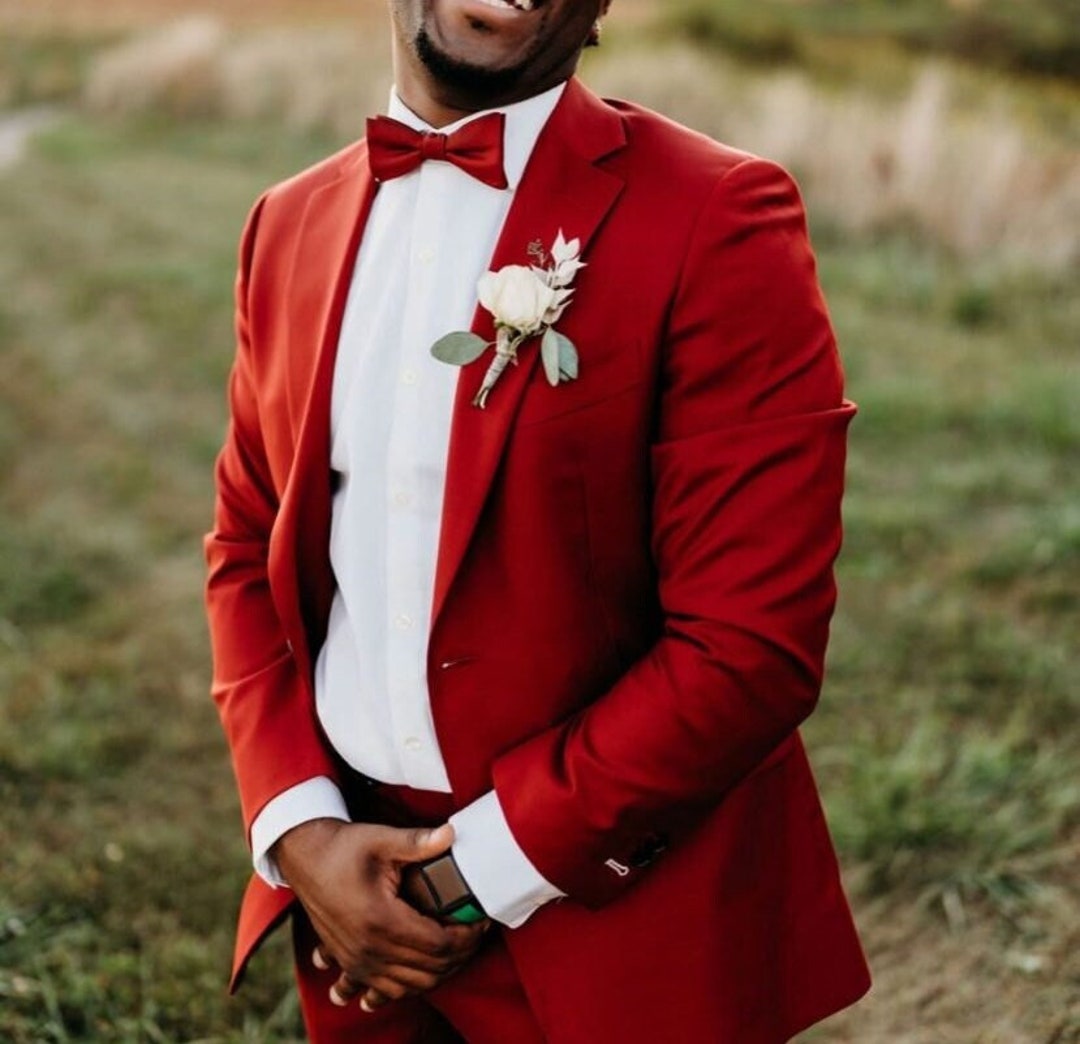 Men Suits Classy Two Piece Red Mens Suit for Wedding Etsy