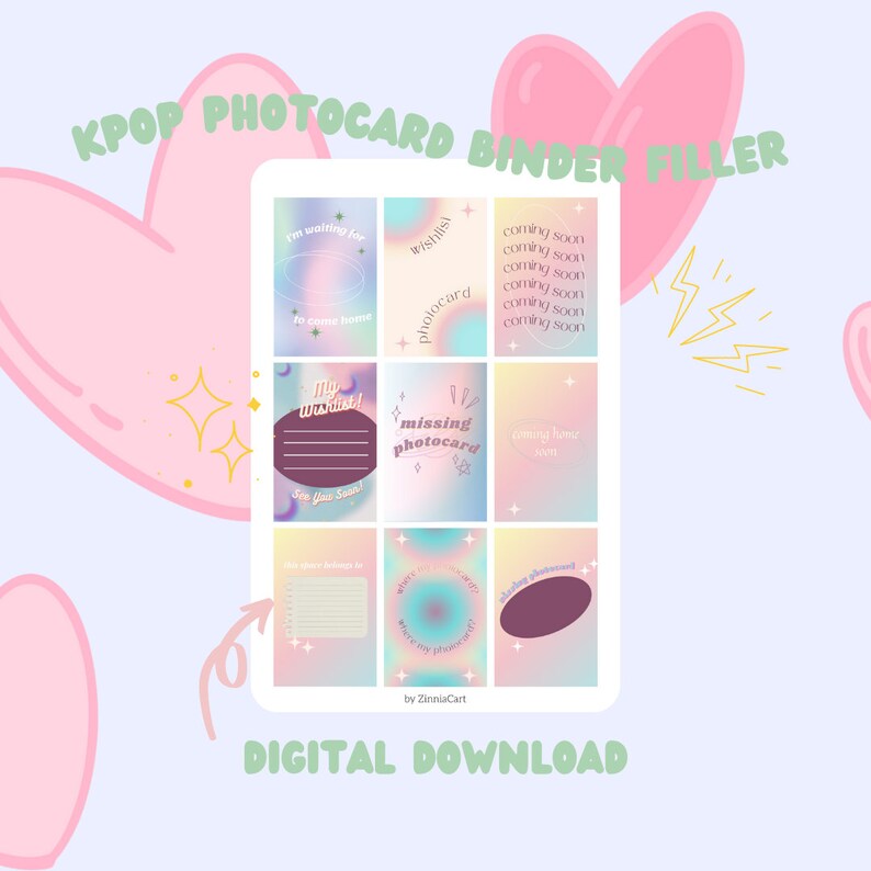 Digital Printable Kpop Photocard Binder Filler Binder Place Etsy