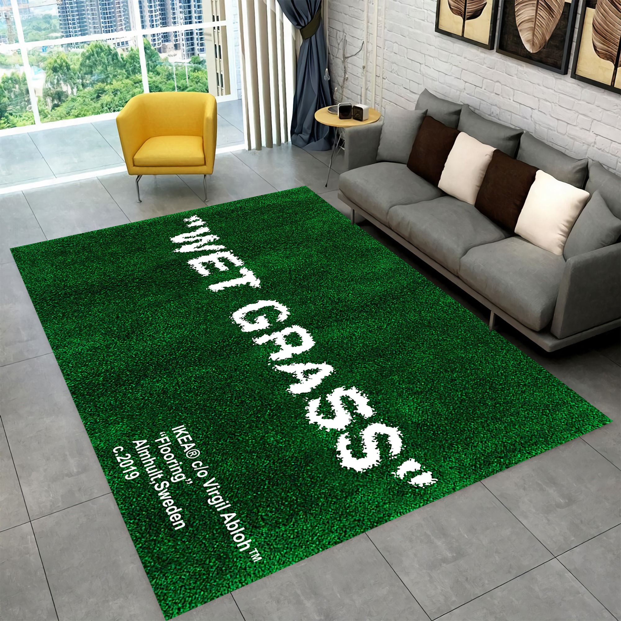 Virgil Abloh X IKEA MARKERAD WET GRASS Rug 195x132 CM Green | lupon.gov.ph