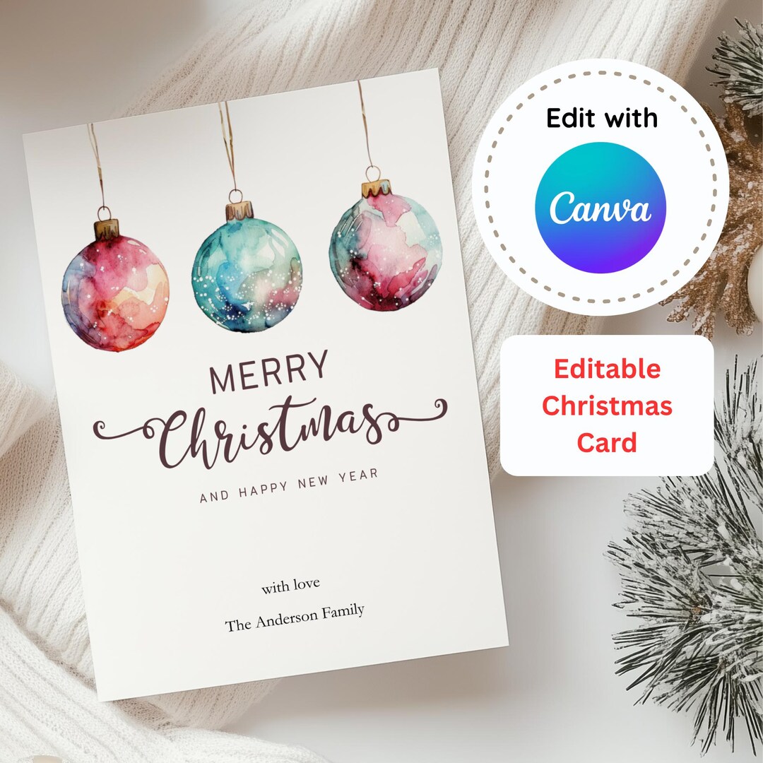 Editable Merry Christmas Card Personalised Digital Greeting Printable ...