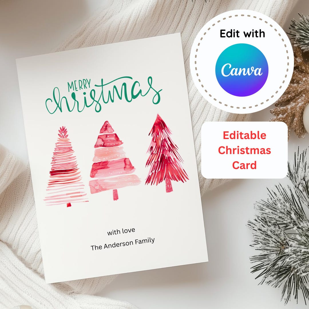 Editable Merry Christmas Card Personalised Digital Greeting Printable ...