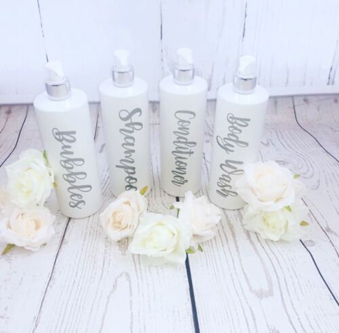 Mrs Hinch Inspired Vinyl Decal Labelled Bathroom Bottles, Shampoo