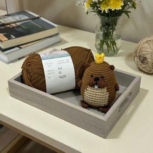 King Beaver George Crochet, Cute Amigurumi Beaver Plush, Handmade Animal Toy Gift