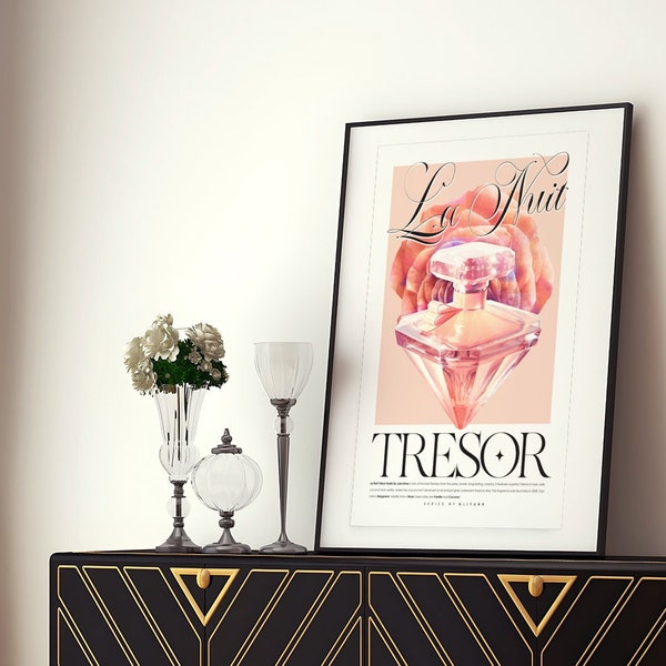 High End Fashion Poster, Luxury Glam Art, Perfume Print, Vogue Print by Gliturr, Blush Pink Wall Art, Fragrance Lover Wife Gift, Large 24x36