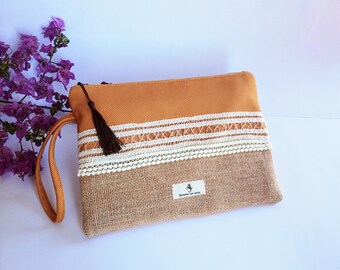 ochre cloth clutch, turmeric color clutch, dark yellow clutch for women,  mustard clutch, ochre clutch gift, yellow clutch,amber cloth clutch