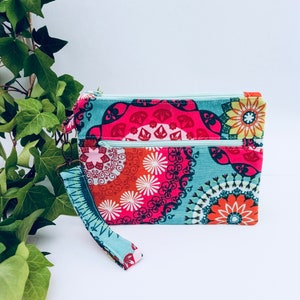 Bolso boho chic con mandala turquesa, bolso de mano de lona con mandala de colores, bolso étnico para amantes de los mandalas