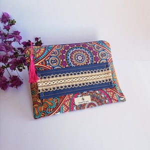 Bolso mano de tela boho, bolso con ojo turco, bolso de mano de verano, bolso de mano étnico,  regalo para mi amiga, bolso de mano de viaje