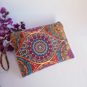 Neceser tela  básico de mujer con estampado ojo turco, Bolso de mano neceser con cremallera, Cartera de mano de verano, Neceser turco