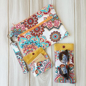 Set bolso colorido, Set bolso mano y accesorios, Regalo para nuevos amigos, Set bolso mandala, Regalo de vacaciones para viajero