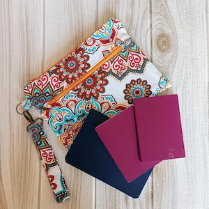 Porta documentos de viaje, Porta documentos médico, Porta documentos embarazo, Portadocumentos tela mandalas de regalo, Regalo para viajeros