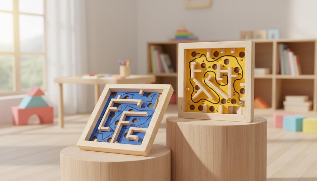 Wooden Rolling Ball Maze Board Balance Labyrinth Game Montessori ...