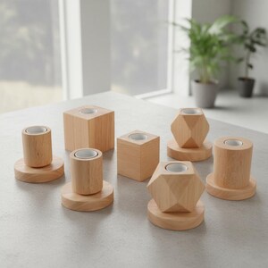 Retro Wood Table Lamp E27 Socket Vintage Desk Lamp Wooden Base Holder 220v Eu Plug Bedside Decor Irregular Polygon