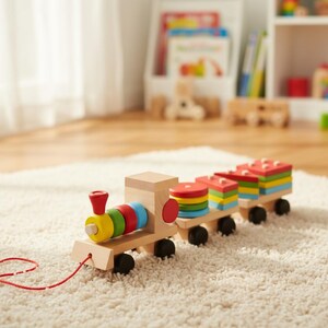 Kinder Holz Zug Drei Abschnitte Bunte Blöcke Lernspielzeug Eltern Kind Interaktion Frühe Lernspielzeug