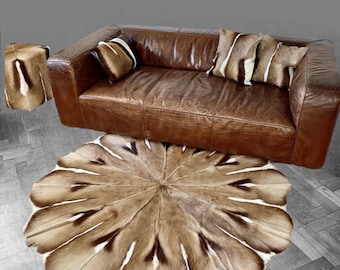 Fur rug soft carpet made from real springbok fur