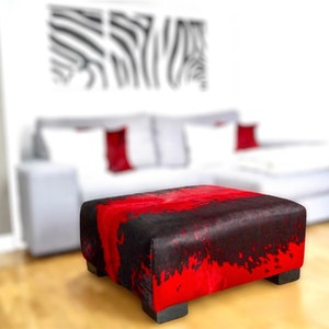Stool made of real African cowhide ottoman red lounge lounge furniture. Free shipping within Germany!