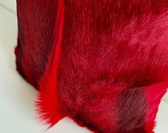 Springbok cushion red fur cushion soft pillow filled with real feathers