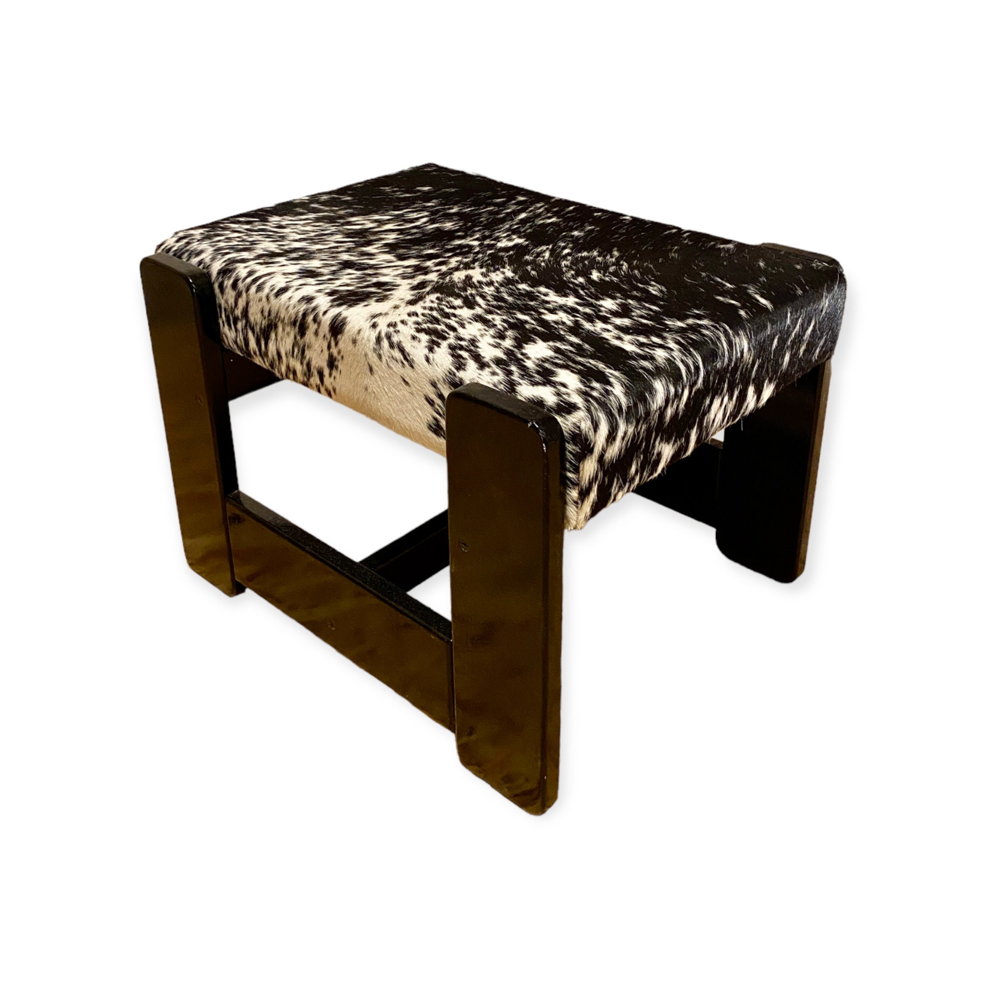 70s stool made of real Nguni fur (African cattle breed) Vintage upcycling design classic